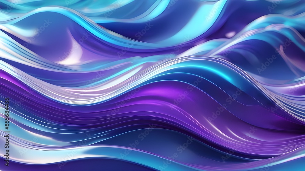 Abstract background 3D, shiny plastic waves with purple blue textures and lights interesting lustrous liquid wavy texture, 3D render illustration. Abstract background 3D, shiny plastic waves with purple blue textures and lights interesting lustrous liquid wavy texture, 3D render illustration.