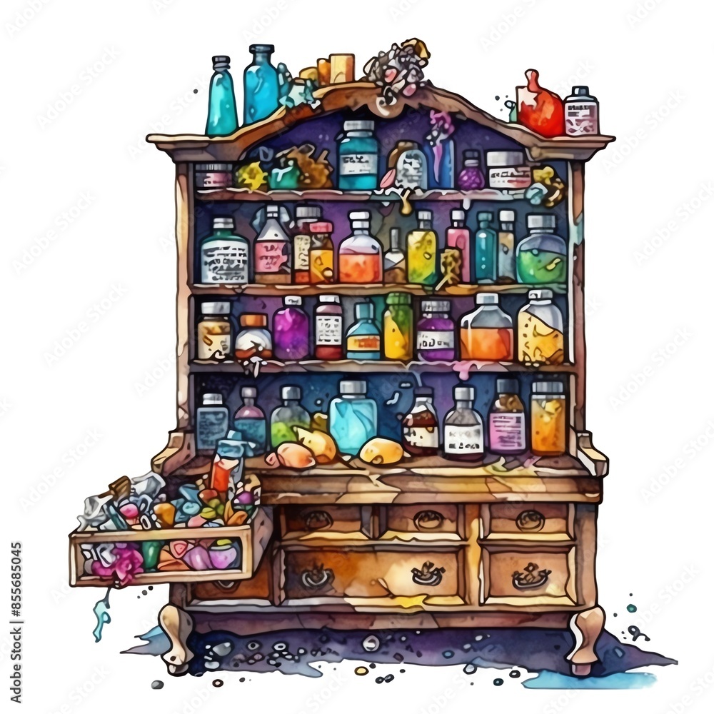 Fantasy watercolor potion illustration Fantasy watercolor potion illustration
