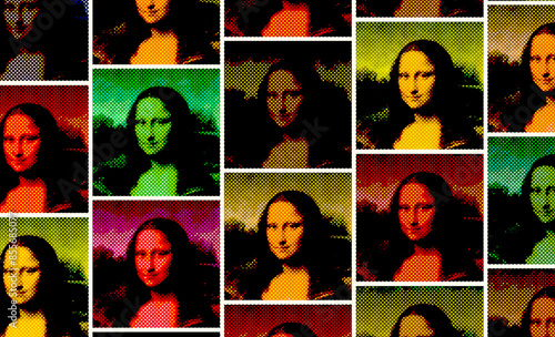 Bild auf Leinwand Pattern of Mona Lisa in Pop Art Style