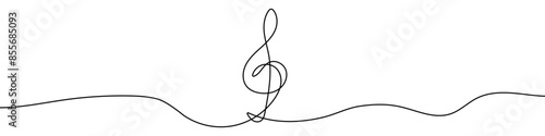 Continuous editable line drawing of treble clef. One line drawing of treble clef icon. Vector illustration. Treble clef in one line.