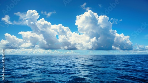 Calm sea landscape with clouds sky. Background illustration generated by ai © tanibond