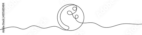 Continuous editable line drawing of bowling ball. One line drawing background. Vector illustration. Bowling ball icon in one line.
