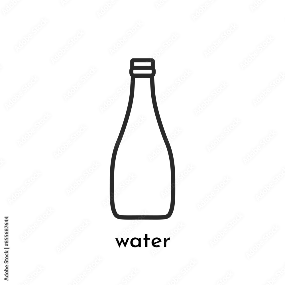 Glass water bottle outline icon vector illustration isolated on white. Reusable and recyclable drink container. Refreshment and hydro balance product. Pictogram with editable stroke. For web, logo Glass water bottle outline icon vector illustration isolated on white. Reusable and recyclable drink container. Refreshment and hydro balance product. Pictogram with editable stroke. For web, logo