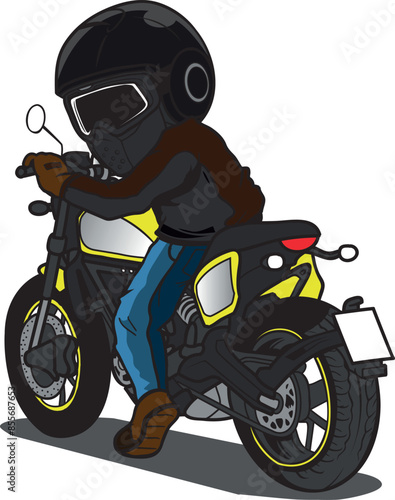 Turn one's back Biker Motorcycle Rider cartoon vector