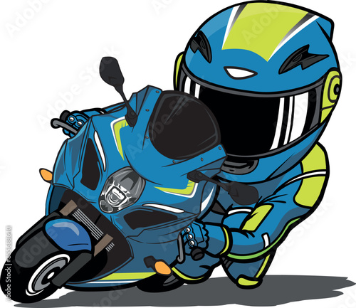 speeding motorcycle racer cartoon vector