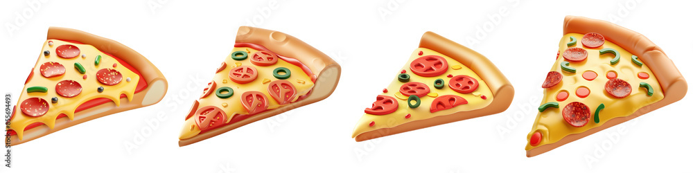 Set of Pizza Slice , ui app food, isolated on transparent png background. Generative ai Set of Pizza Slice , ui app food, isolated on transparent png background. Generative ai