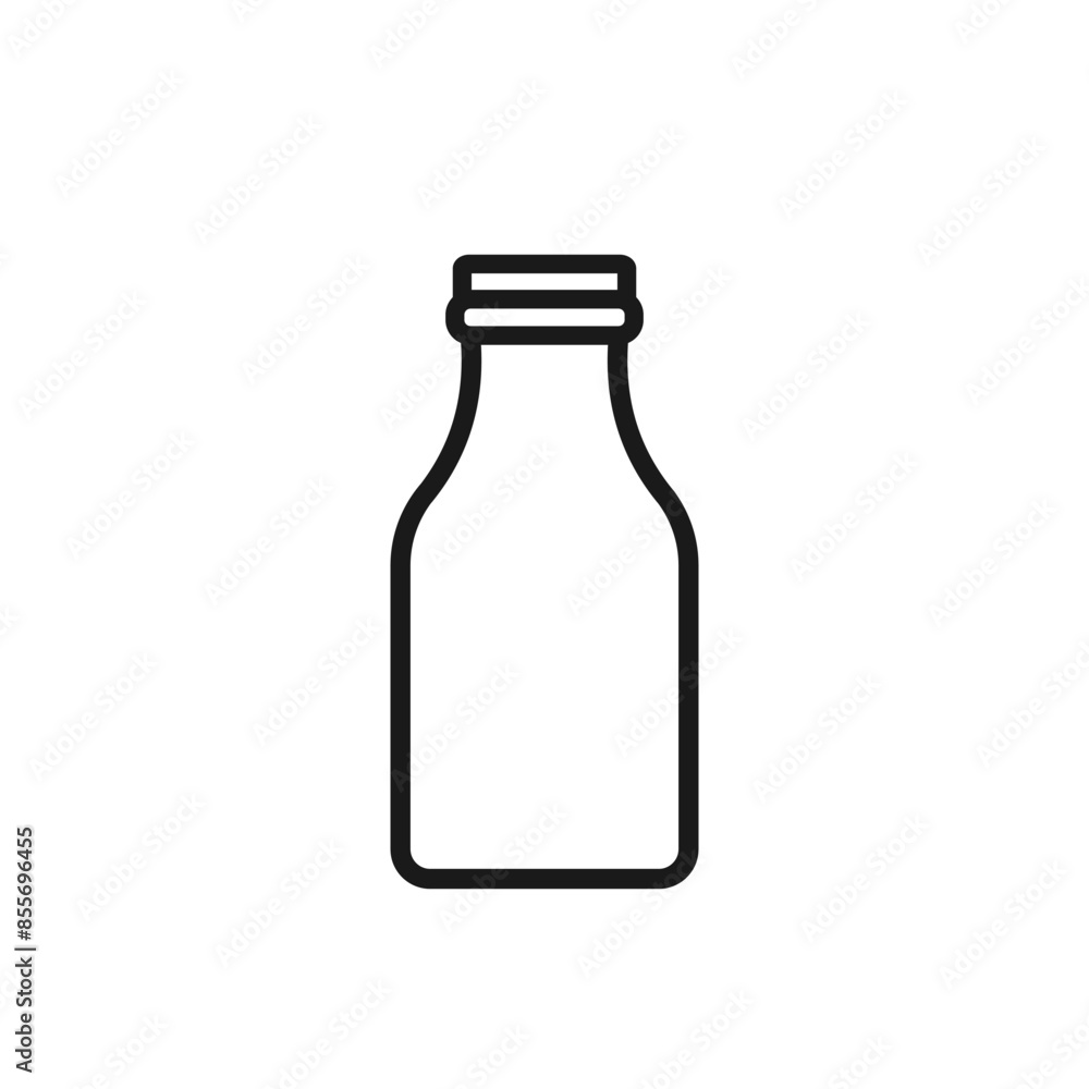 Glass bottle with a cap for juice, milk, dairy products icon. Recyclable packaging symbol. Editable stroke. Minimalist outline vector illustration for store design, web, mobile. Healthy beverages Glass bottle with a cap for juice, milk, dairy products icon. Recyclable packaging symbol. Editable stroke. Minimalist outline vector illustration for store design, web, mobile. Healthy beverages