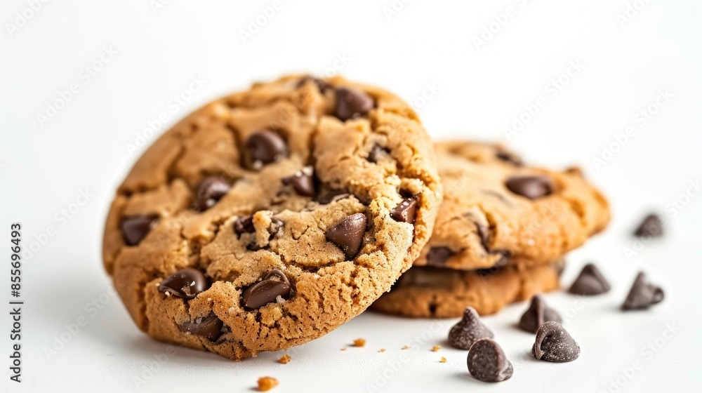 Chocolate chip cookies on a white background Chocolate chip cookies on a white background