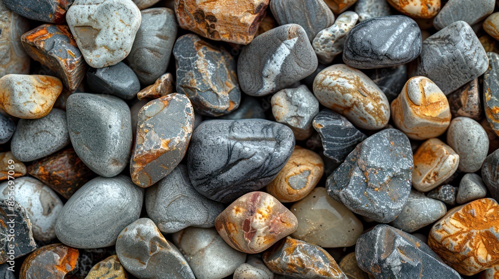 A pile of rocks with a mix of gray and black colors