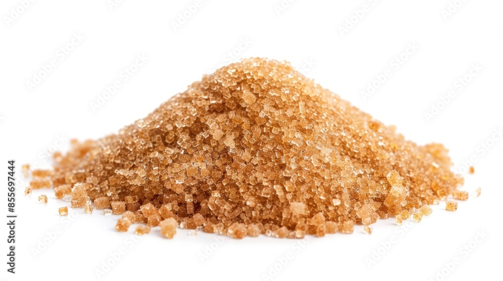 Brown cane sugar mound on a white background Brown cane sugar mound on a white background