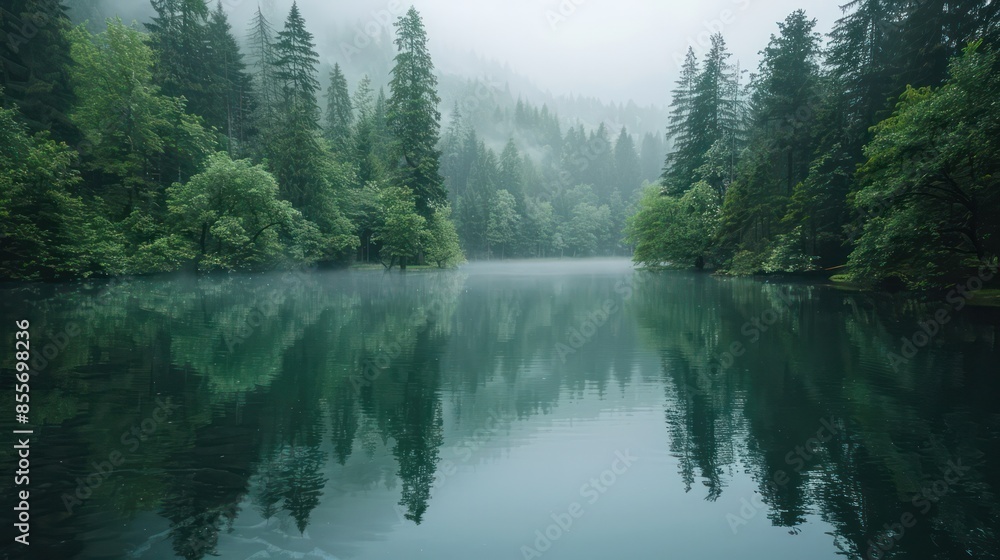 A forest with a lake in the middle A forest with a lake in the middle