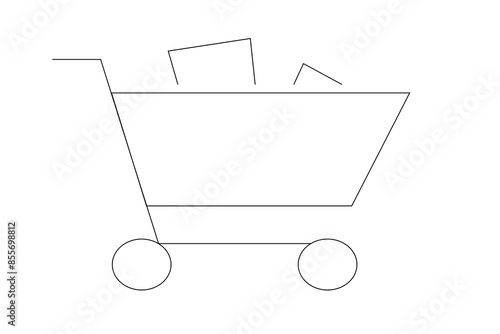 Shopping Cart Illustration: Geometric Line Drawing of a Cart