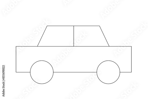Car Illustration | Geometric Line Drawing of a Vehicle| 2D icon