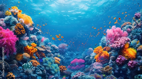 Wallpaper Mural A colorful coral reef with a variety of fish swimming around Torontodigital.ca