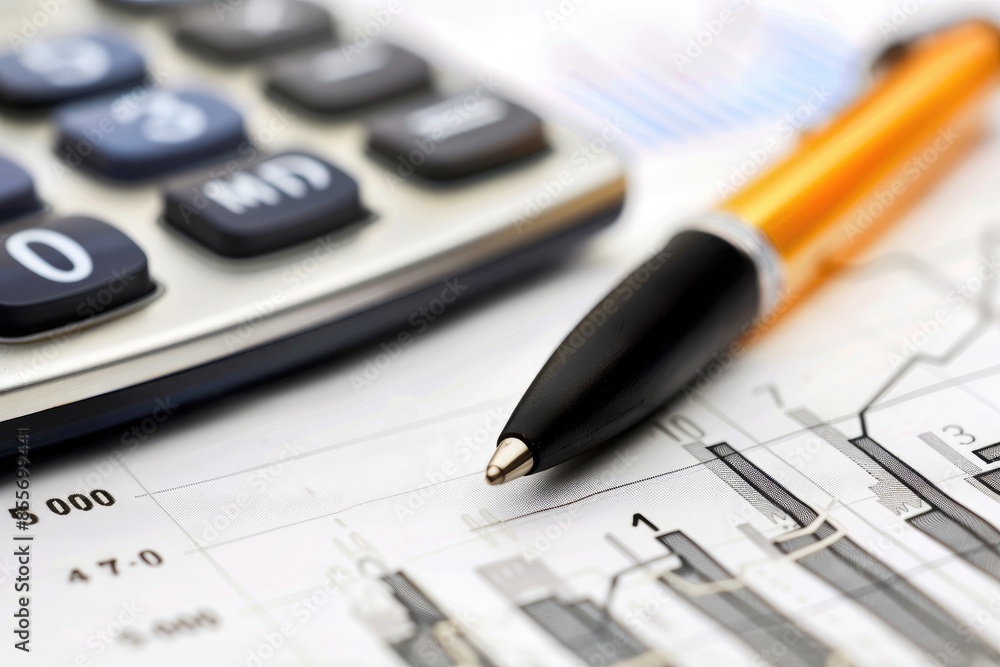 top view of businessman analyzing investment charts with laptop and smartphone at workplace Coins, calculator and financial documents. Business and finance concept top view of businessman analyzing investment charts with laptop and smartphone at workplace Coins, calculator and financial documents. Business and finance concept