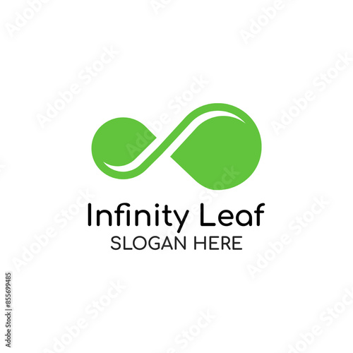 Green infinity logo concept. Infinity leaf vector illustration