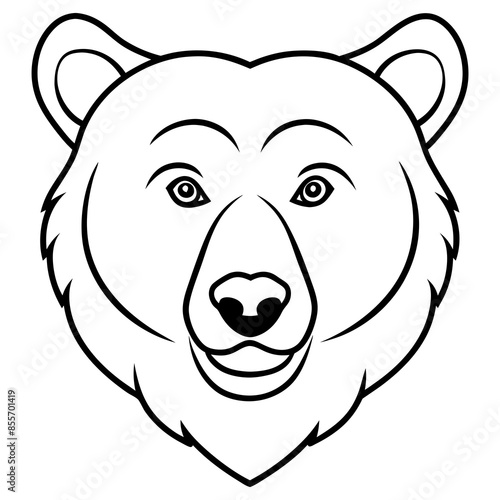 Grizzly bear head vector line art and silhouette illustration
