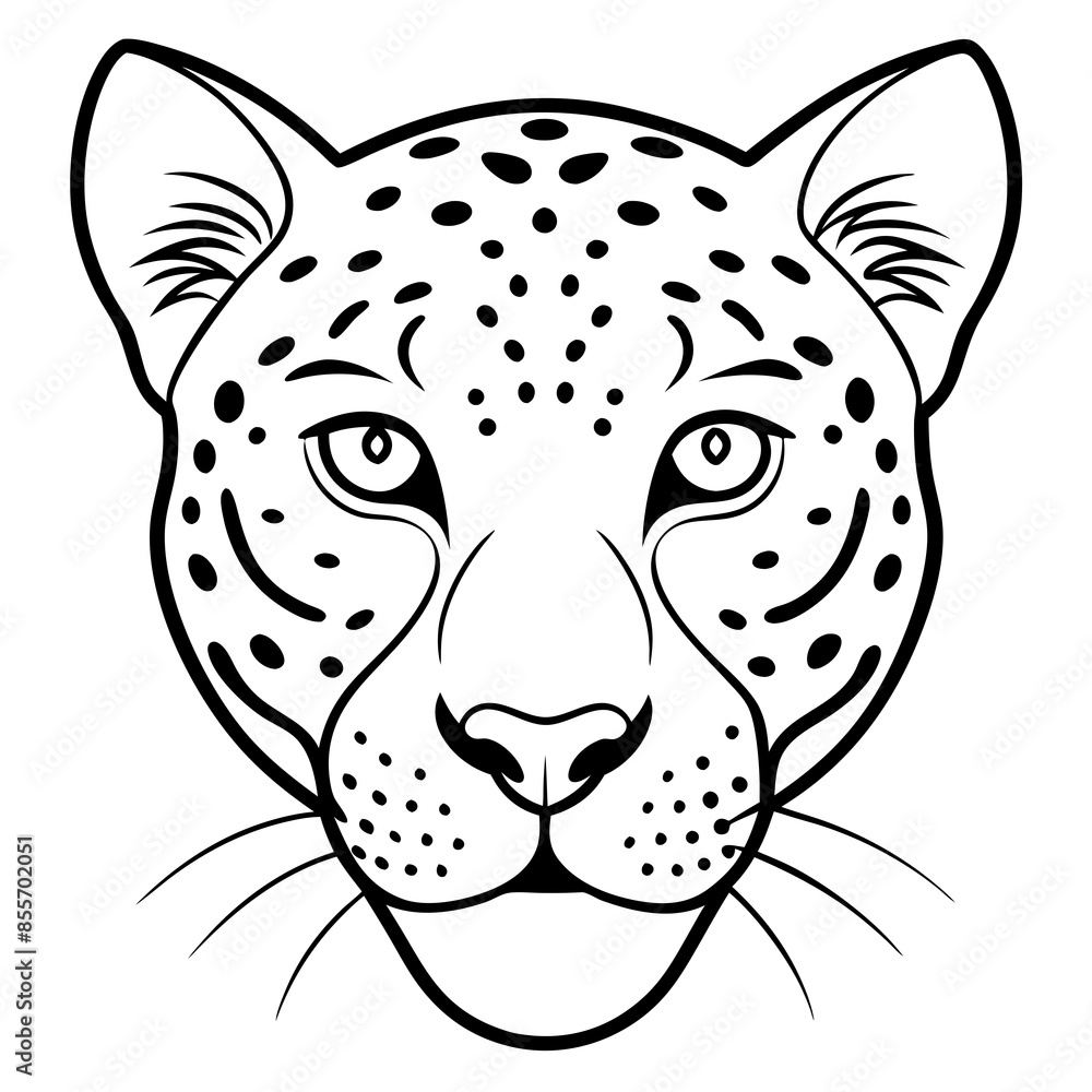 Fototapeta premium leopard head vector line art and silhouette illustration 