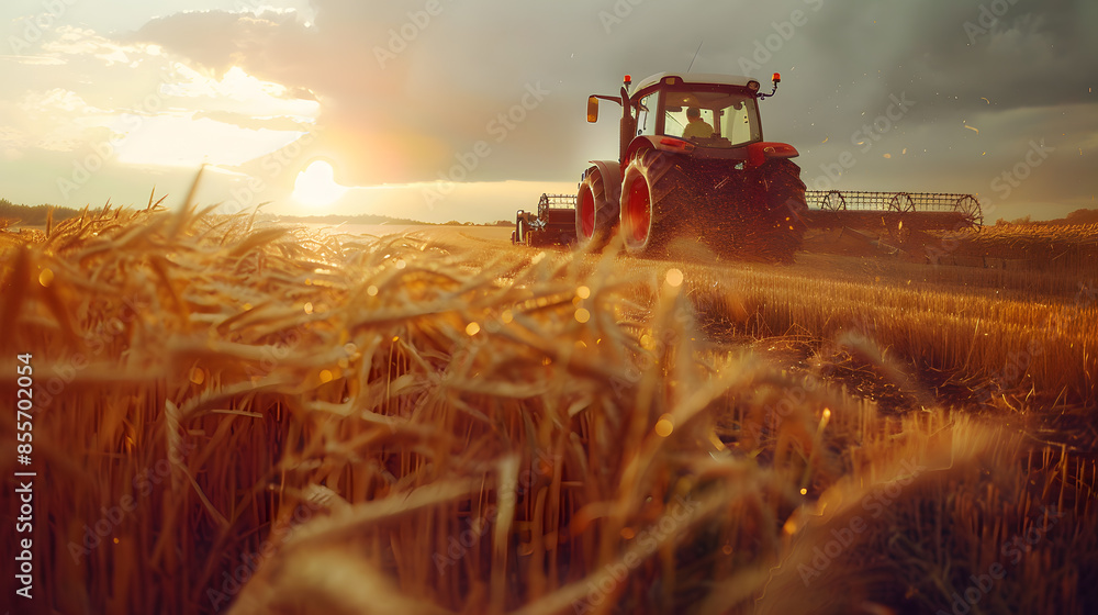 Fototapeta premium combine harvester working in the field