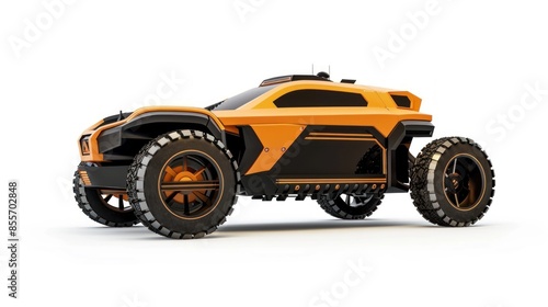 Robotic car of 4WD four wheels drive in white background © nurul