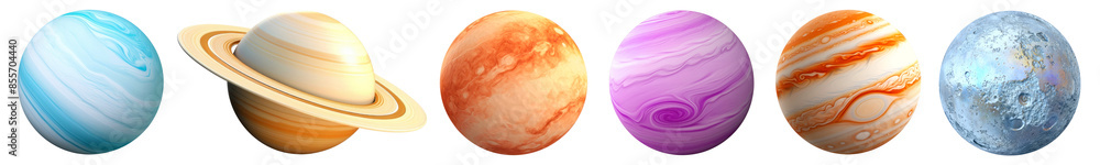 Obraz premium 3d planet png element set on transparent background