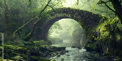 Deep in the woods you'll find an old stone bridge - Beautiful old arched bridgeway crossing a stream in the middle of the deep dark woodland 