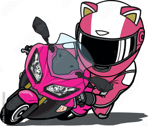 speeding motorcycle racer cartoon vector