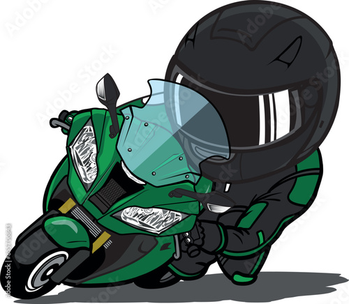 speeding motorcycle racer cartoon vector