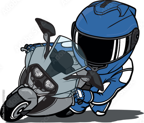 speeding motorcycle racer cartoon vector