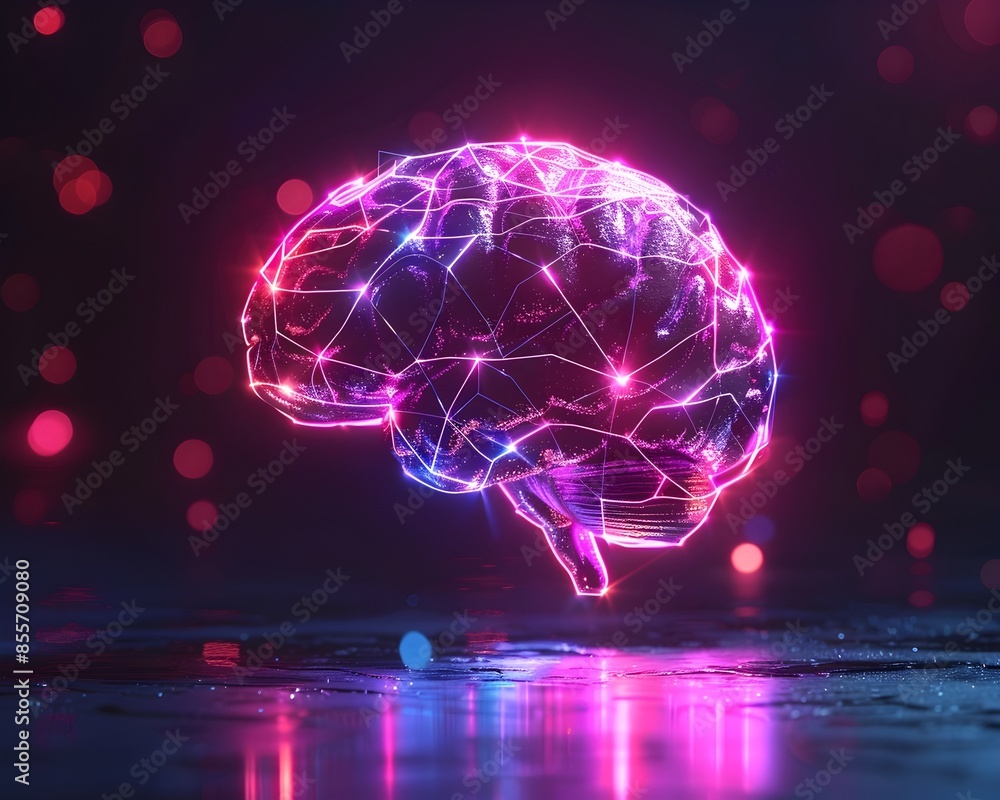 Glowing Neon Brain Futuristic Neuroscience and Technology Concept Glowing Neon Brain Futuristic Neuroscience and Technology Concept