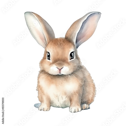 Cute rabbit watercolor illustration, animals and farm clipart