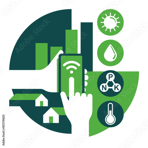 Smart Farming Systems - using drones in agriculture, geometric pattern