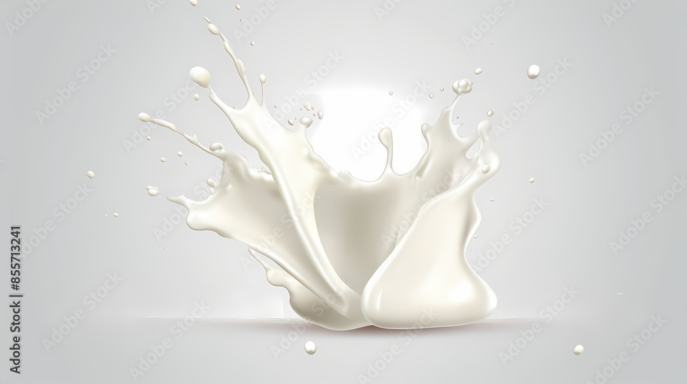 Milk splash 3d realistic icon set vector image Milk splash 3d realistic icon set vector image