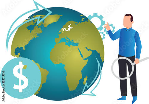 The boy is searching globally.