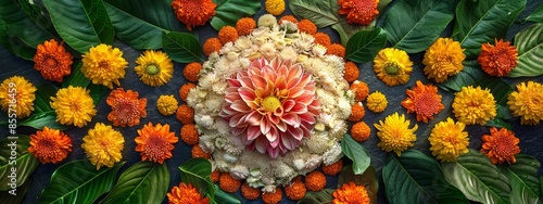onam festive flowers on dark background