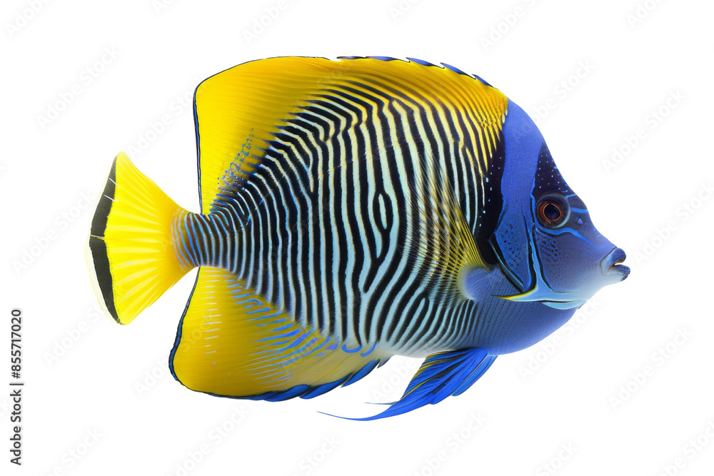 Naklejka premium Yellow and Blue Fish isolated on white background