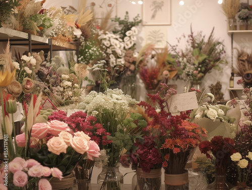 Floral Artistry in Design: Strategic Flower Settings for a Florist’s Creative Space © Sekai