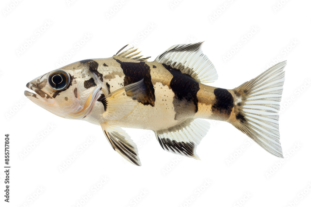 Fototapeta premium Black and White Striped Fish isolated on white background