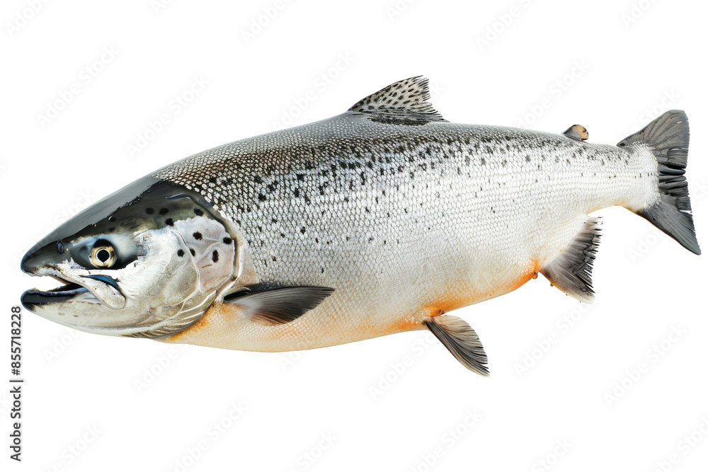 Naklejka premium Fresh Atlantic Salmon isolated on white background