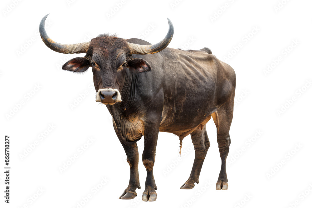 Isolated Black Bull with Horns on a Black Background Isolated Black Bull with Horns on a Black Background