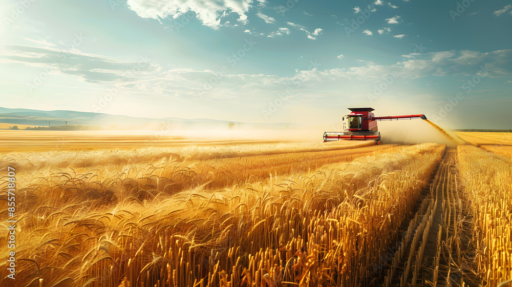 Fototapeta premium combine harvester working in the field