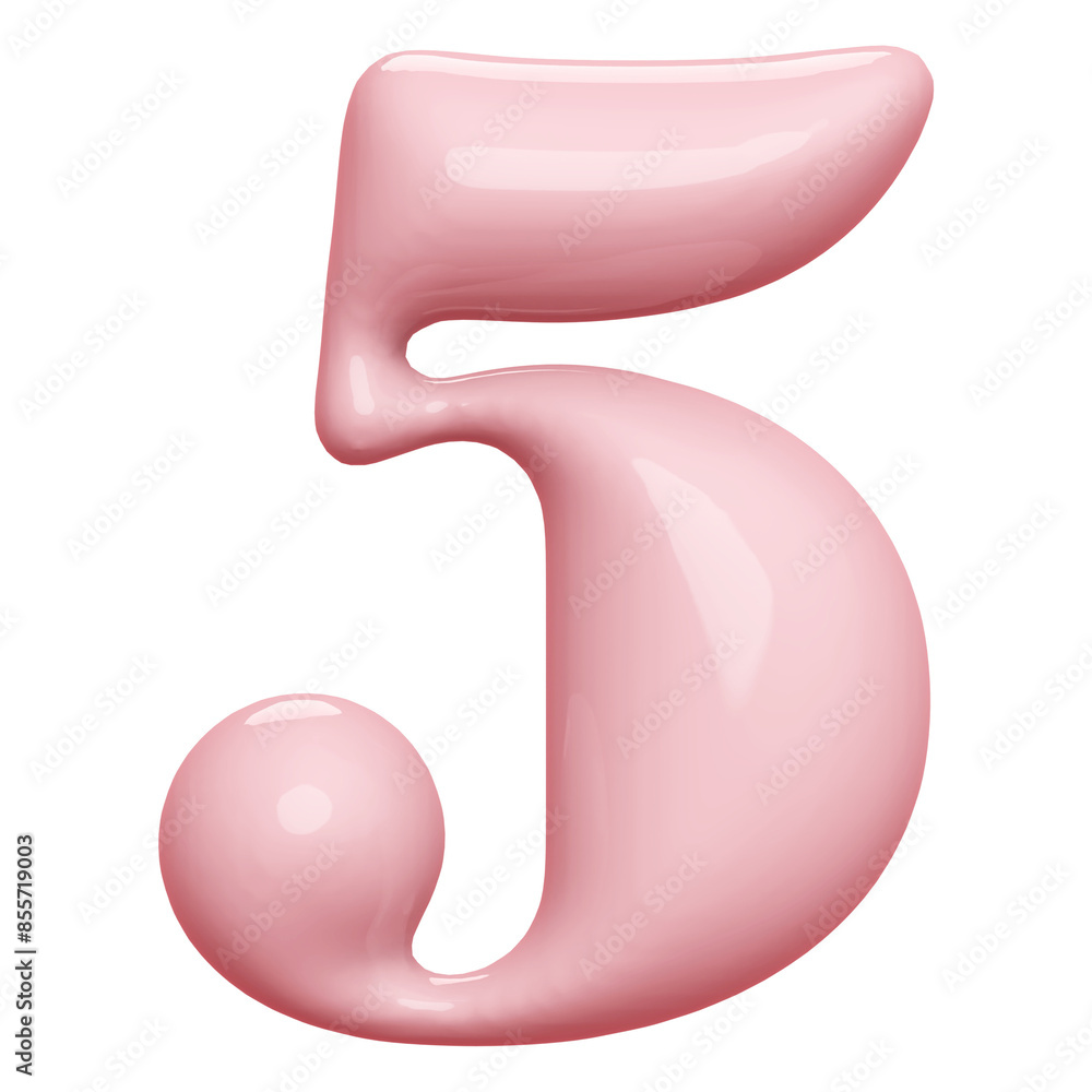 Pink 3D Number 5 Pink 3D Number 5