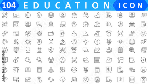 Education and Learning thin line icons set. Education, School, Learning editable stroke icons. Vector illustration