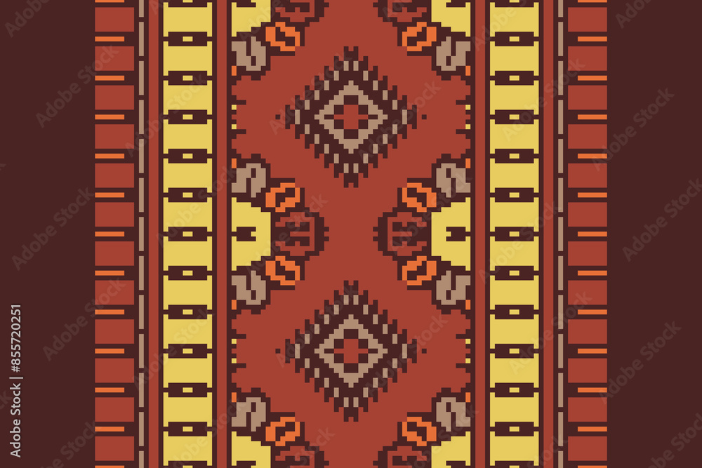 Obraz premium Carpet pattern Persian. Geometric ethnic oriental seamless pattern traditional Design for background. african pattern. rug , tile , wallpaper , Vector illustration. American