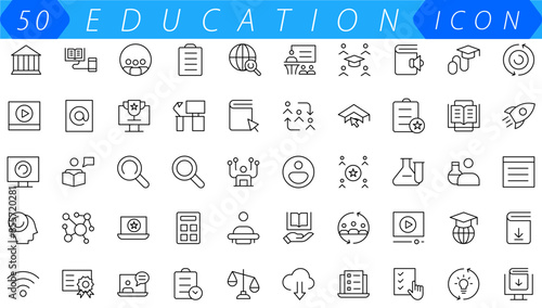 Education and Learning thin line icons set. Education, School, Learning editable stroke icons. Vector illustration