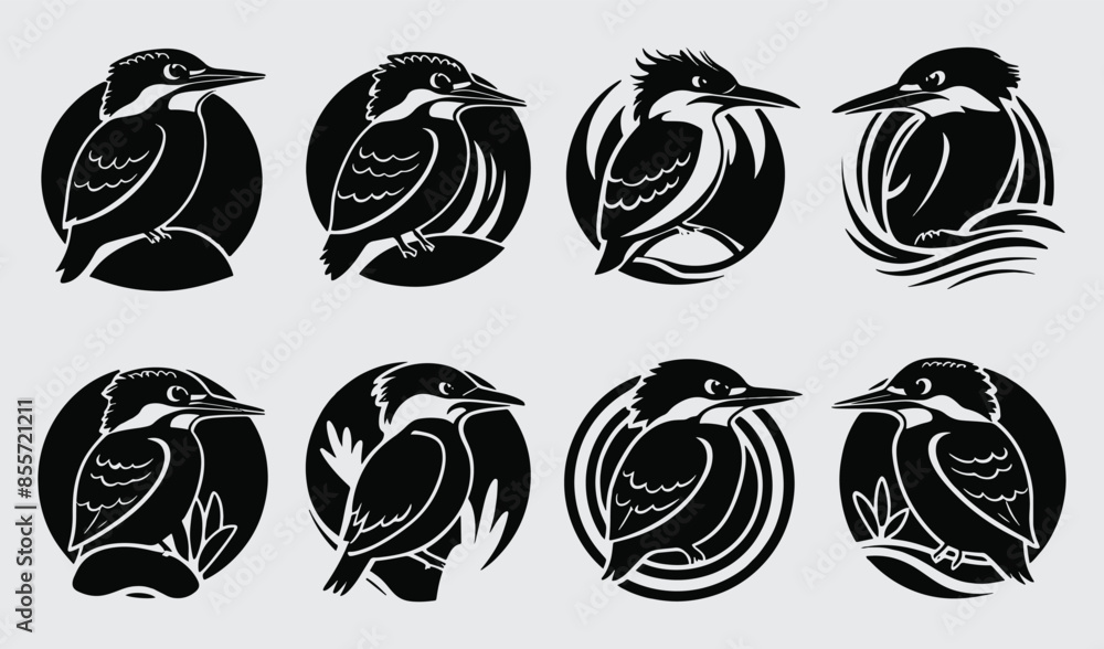 Birds Silhouette Vector Collection Hand drawn Kingfisher Birds Silhouette Vector Collection Hand drawn Kingfisher