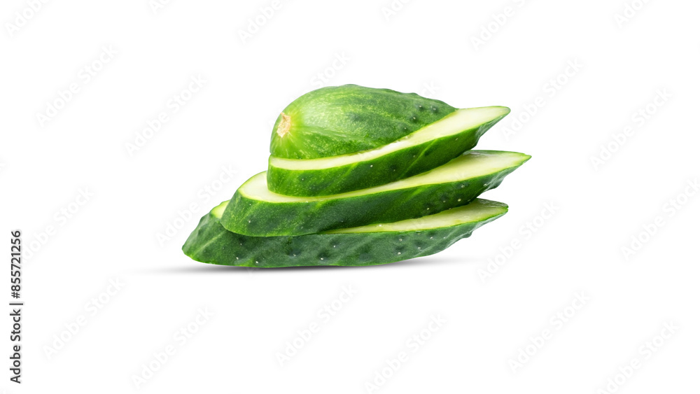 Fototapeta premium cucumber slice isolated on white background, clipping path, full depth of field. High quality photo