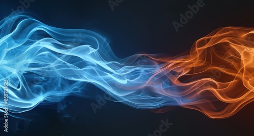 Vibrant blue and orange smoke swirls