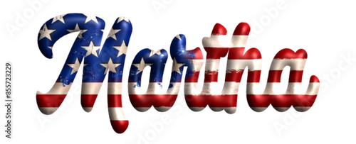 martha- Bandiera degli Stati Uniti - nome proprio - scrittura tubolare effetto tridimensionale - Grafica vettoriale - Parola auguri, banner, biglietti, stampe, cricut, silhouette, sublimazione	