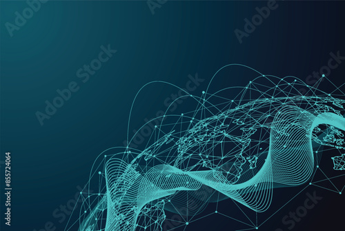 Global network connection. World map point and line composition concept of global business. Vector Illustration